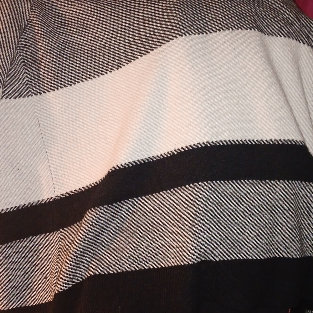 Cable & Gauge Cardigan Sweater Open Front Gray and White Size XL - Picture 3 of 3